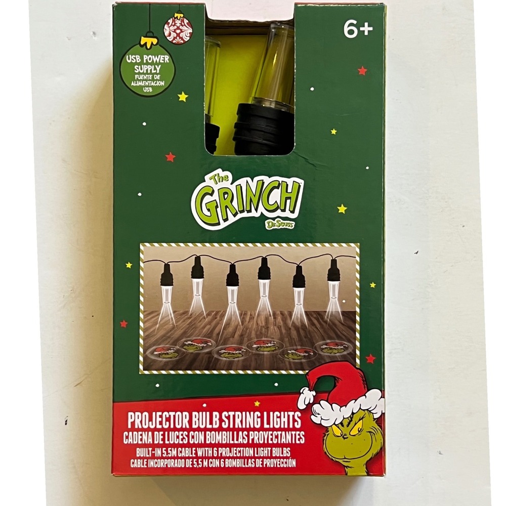 The Grinch Projector Bulb‎ String Lights USB Powered Dr Seuss Decor 5.5m